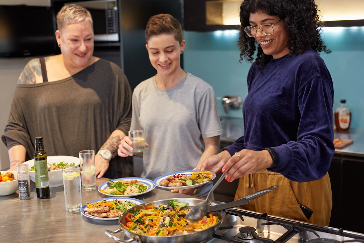 Family preparing healthy plant-based meal together